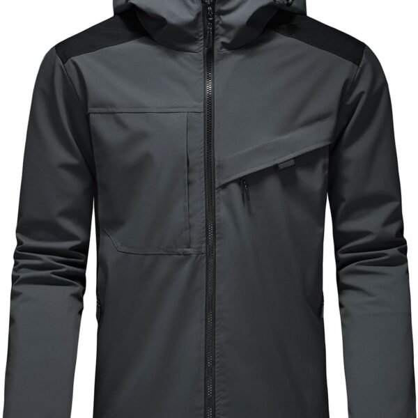Waterproof Jackets for Men Lightweight Rain Jacket Hooded Raincoat Zip Windbreaker for Running Hiking Travel
