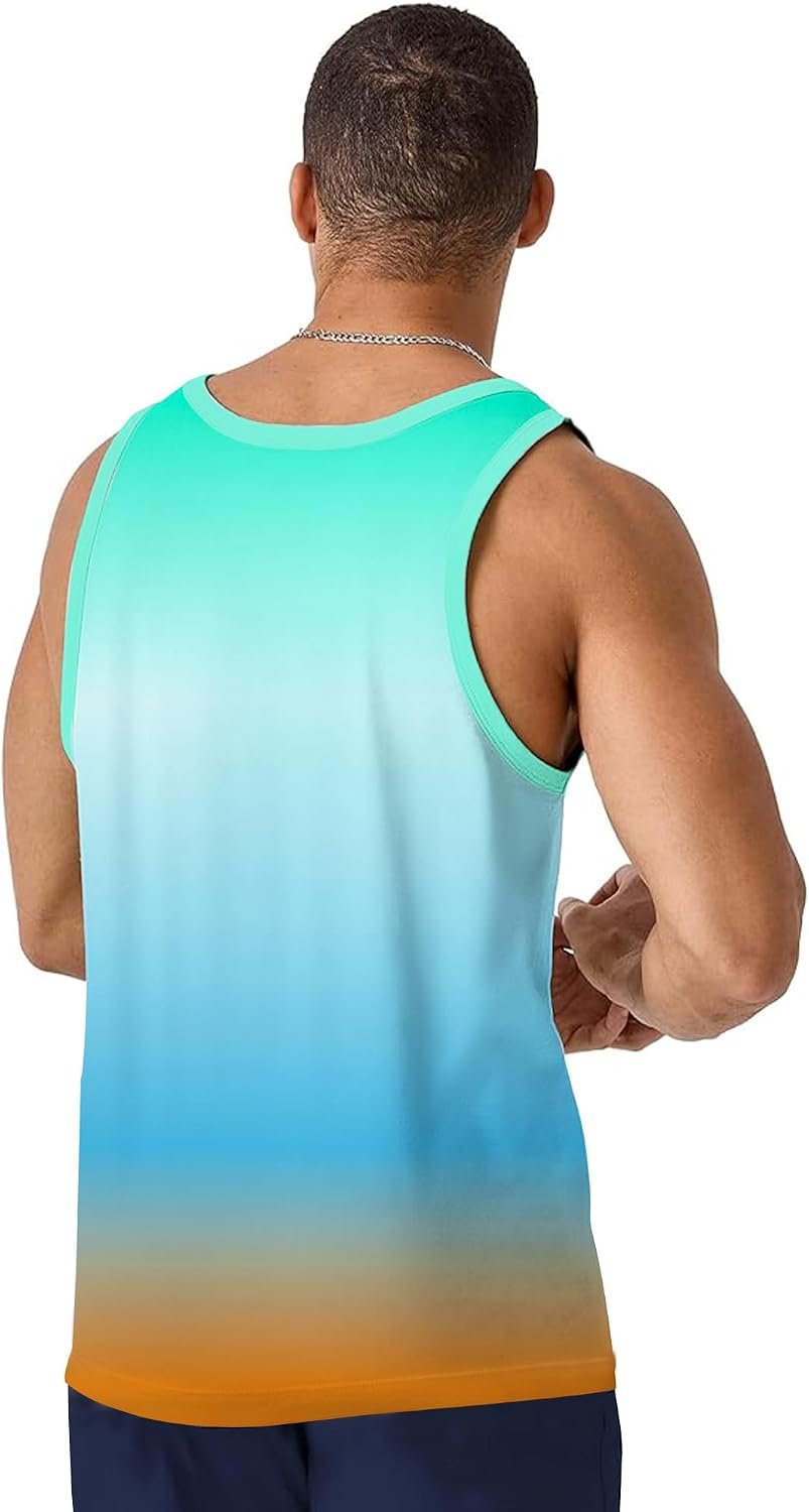 Mens Beach Tank Tops Summer Graphic Palm Tree Sleeveless Shirts for Men Vacation Gym Running Workout Tank Top - Image 2
