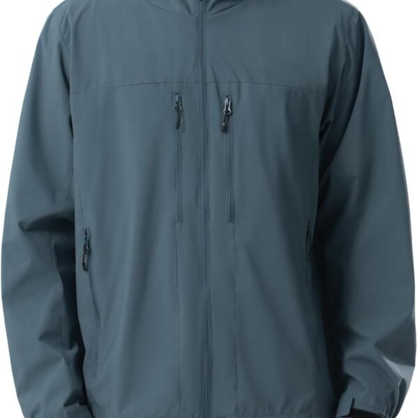 Men Waterproof Softshell Jacket Lightweight Windbreaker Hooded Rain Coat For Outdoor Hiking
