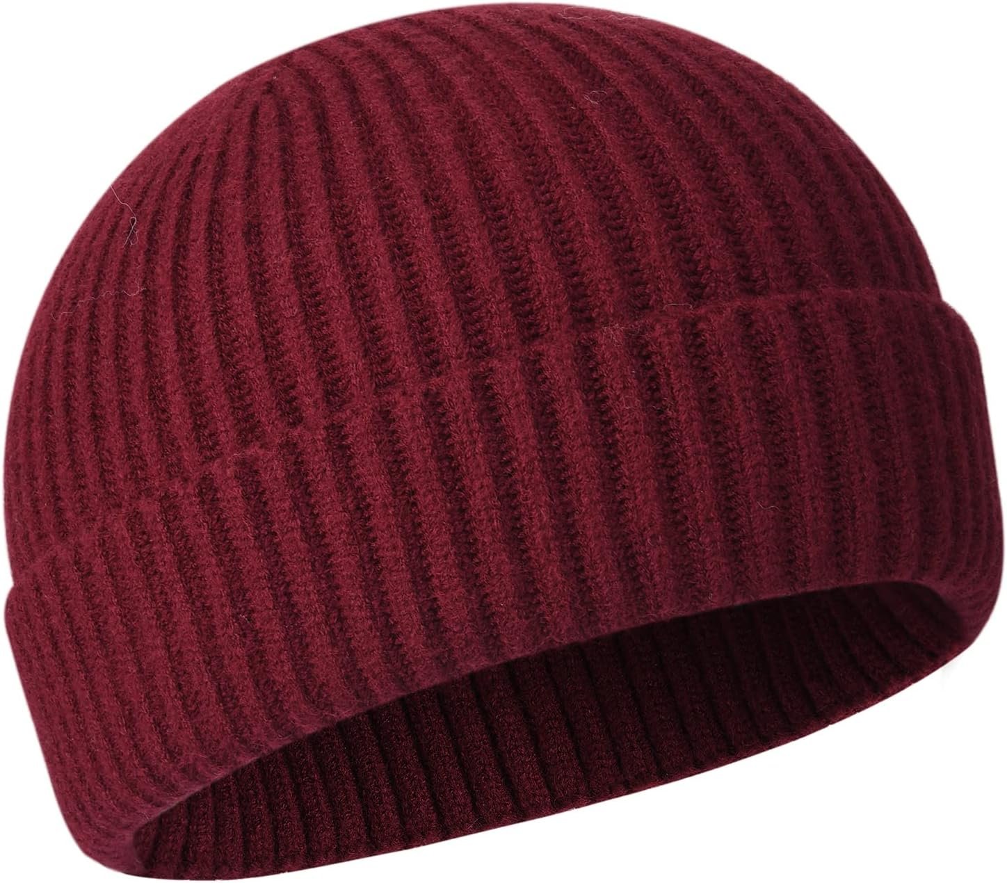 Short Fisherman Beanie for Men Women, Swag Wool Knit Cuff Trawler Skullcap,Winter Warm Hats