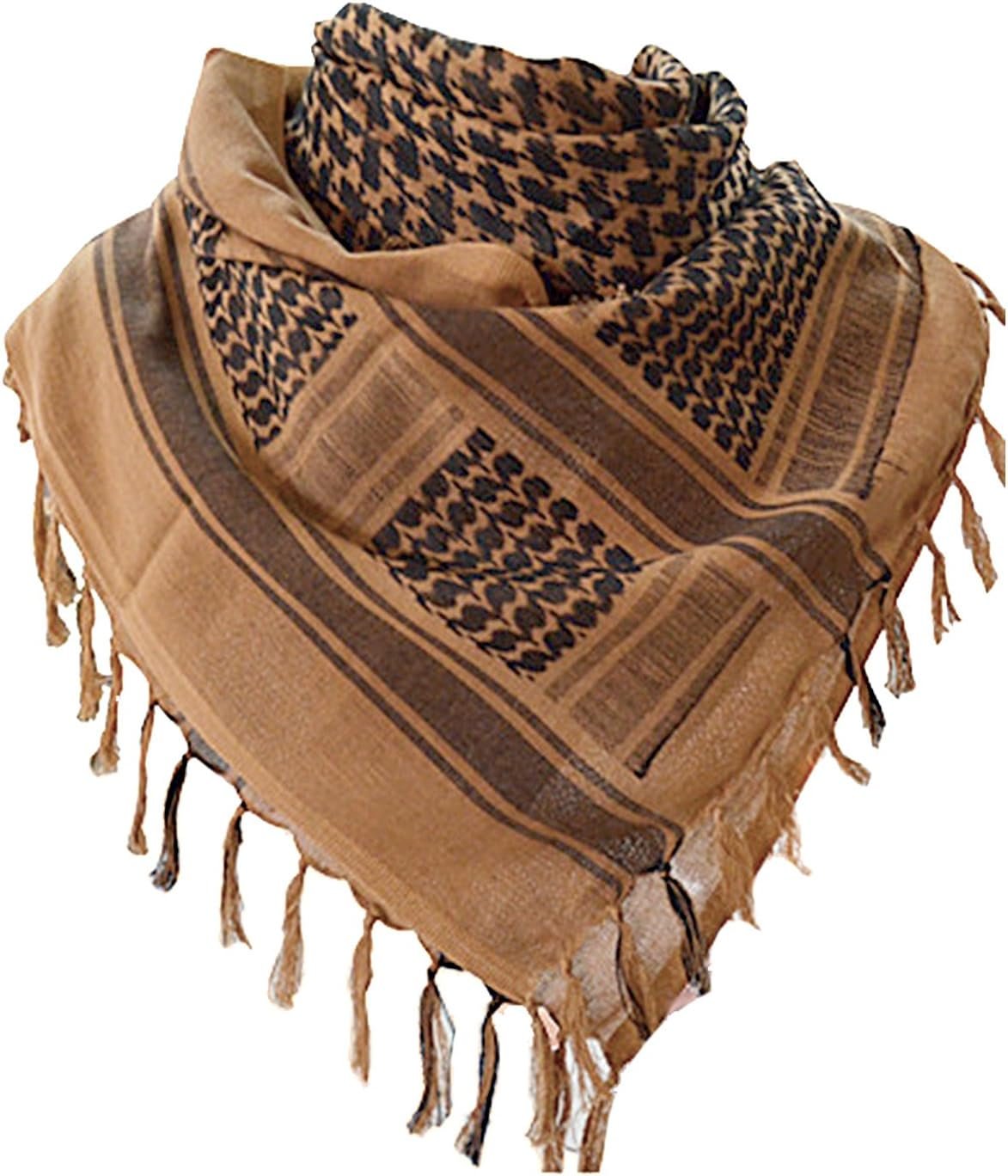 Military Shemagh Tactical Desert Scarf, 100% Cotton Neck Head Scarf Wrap for Men Women