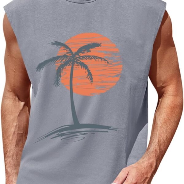 Mens Sleeveless Tank Tops Workout Gym Muscle Shirts Palm Tree Vintage Hawaiian Summer Beach T Shirts