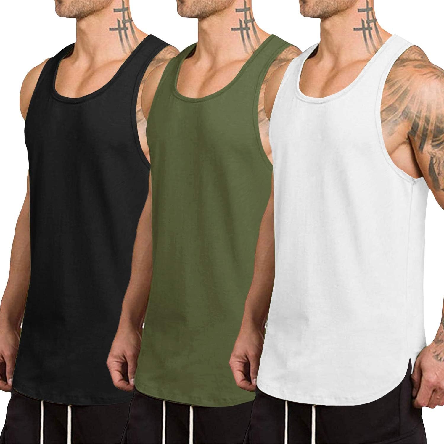 Men's 3 Pack Quick Dry Workout Tank Top Gym Muscle Tee Fitness Bodybuilding Sleeveless T Shirt