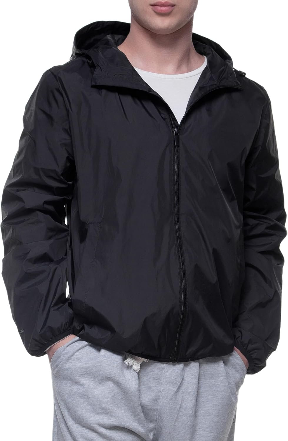 Men's Lightweight Packable Windbreaker Water-Resistant Weatherproof Jacket