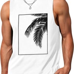 Mens Tank Tops Beach Summer Sleeveless Shirts Graphic Palm Tree Vacation Tanks Muscle Gym Tank Top
