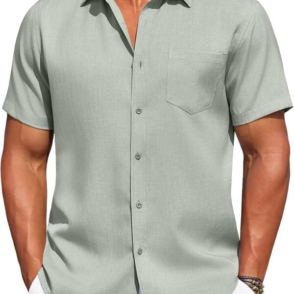 Men's Summer Beach Vacation Shirt Casual Button Down Short Sleeve Shirt Hawaiian Tropical Resort Wear