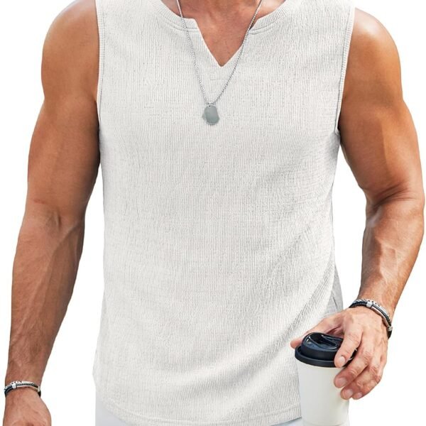 Men's Casual Tank Tops Knit V Neck Sleeveless T Shirts 2 Pack Summer Beach Lightweight Muscle Tee