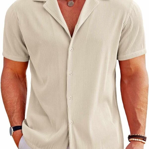 Men's Casual Button Down Shirts Short Sleeve Regular Fit Fashion Camp Beach Shirts Tops